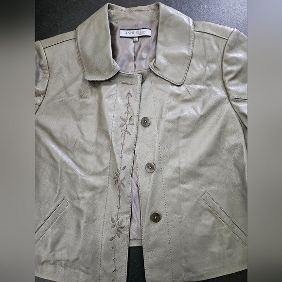 NWOT - Leather Anne Klein Green Soft & Supple Jacket - Size XL - Picture 6 of 12